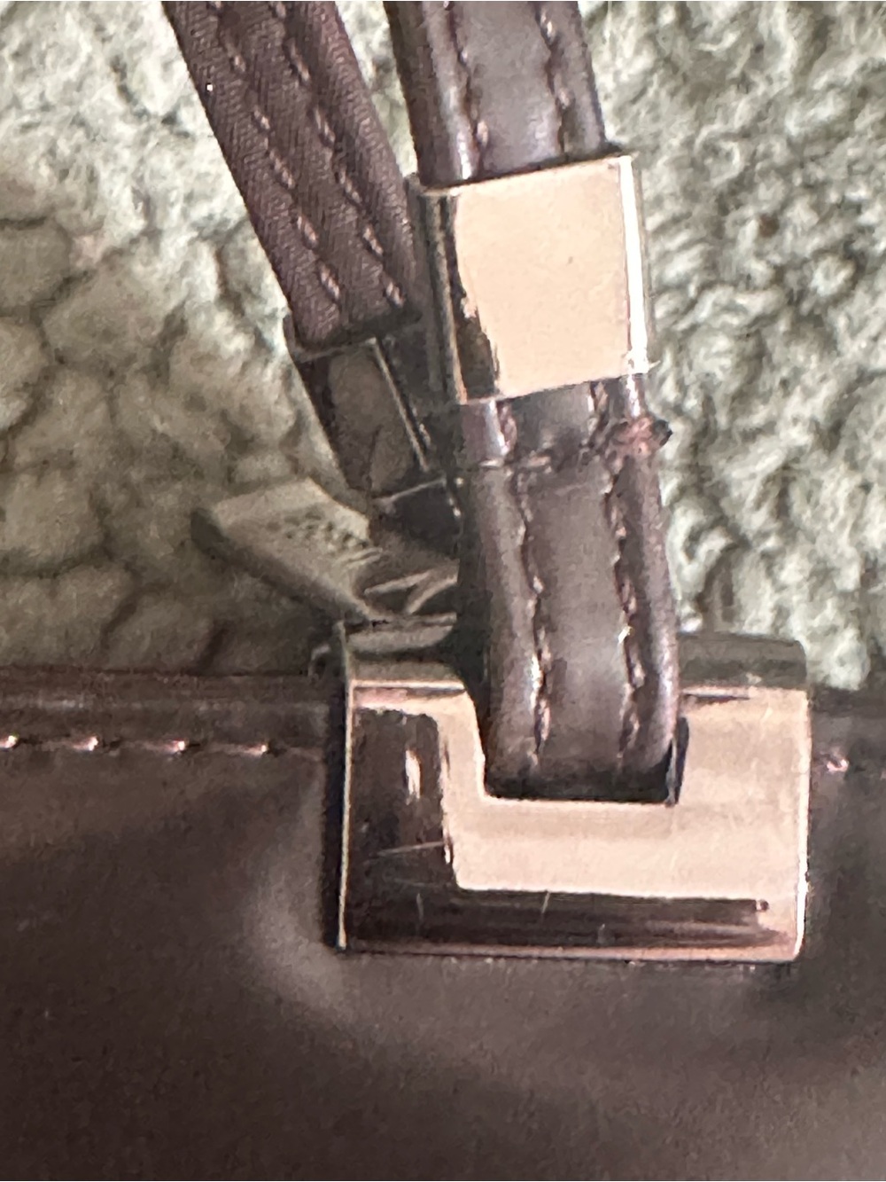 Esprit Vintage Rare Women's Dark Plum mini patent leather Tote Bag - Picture 4 of 6